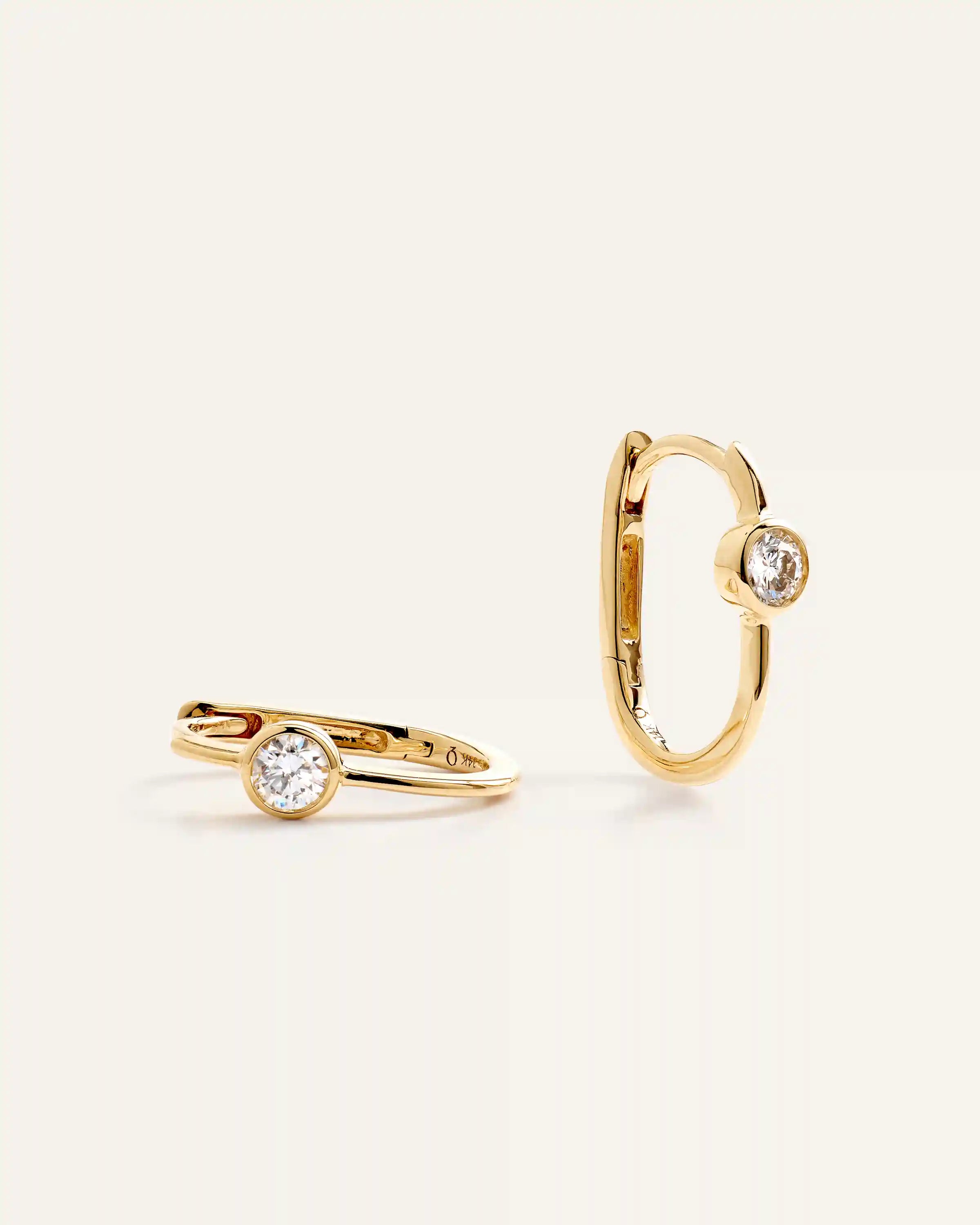 14K Gold Lab Grown Diamond Solitaire U Hoops