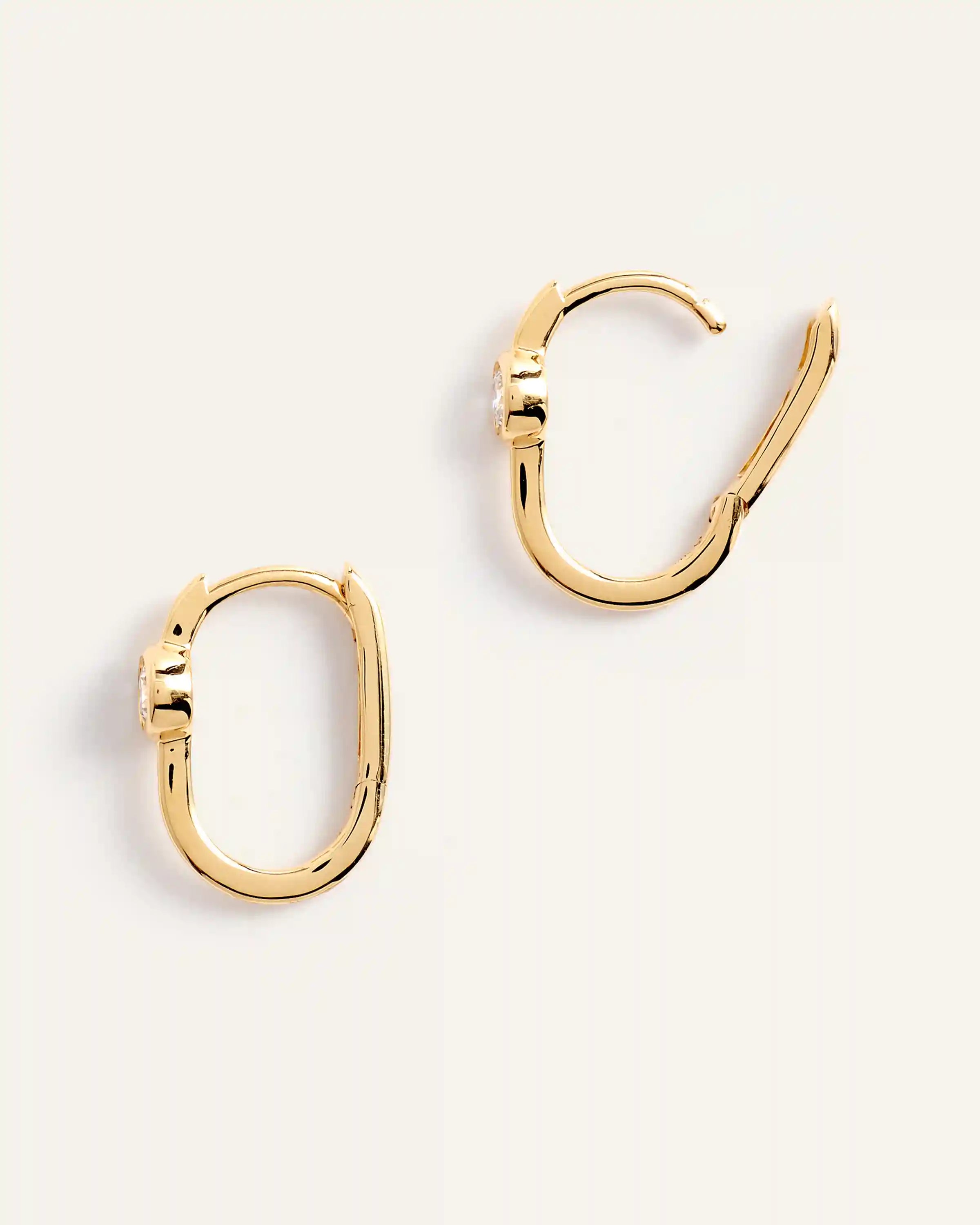 14K Gold Lab Grown Diamond Solitaire U Hoops