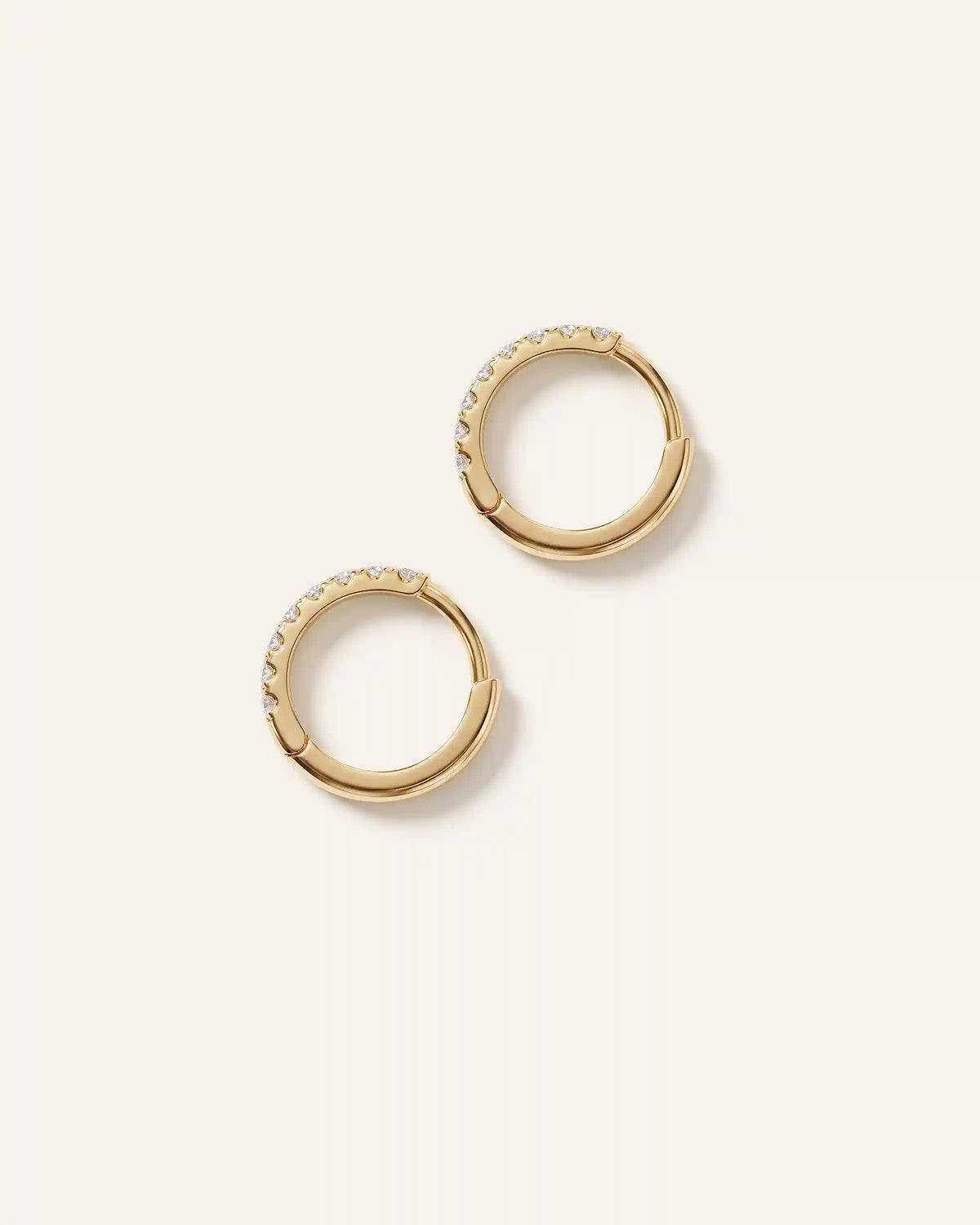 14K Gold Pave Diamond Second Piercing Tiny Huggie - Pair