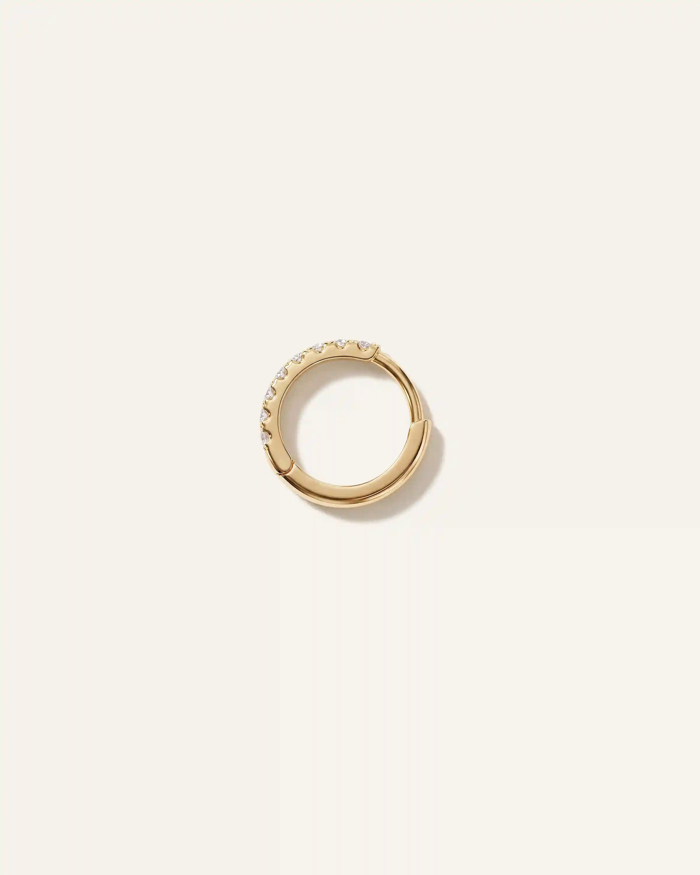 14K Gold Pave Diamond Second Piercing Tiny Huggie - Single