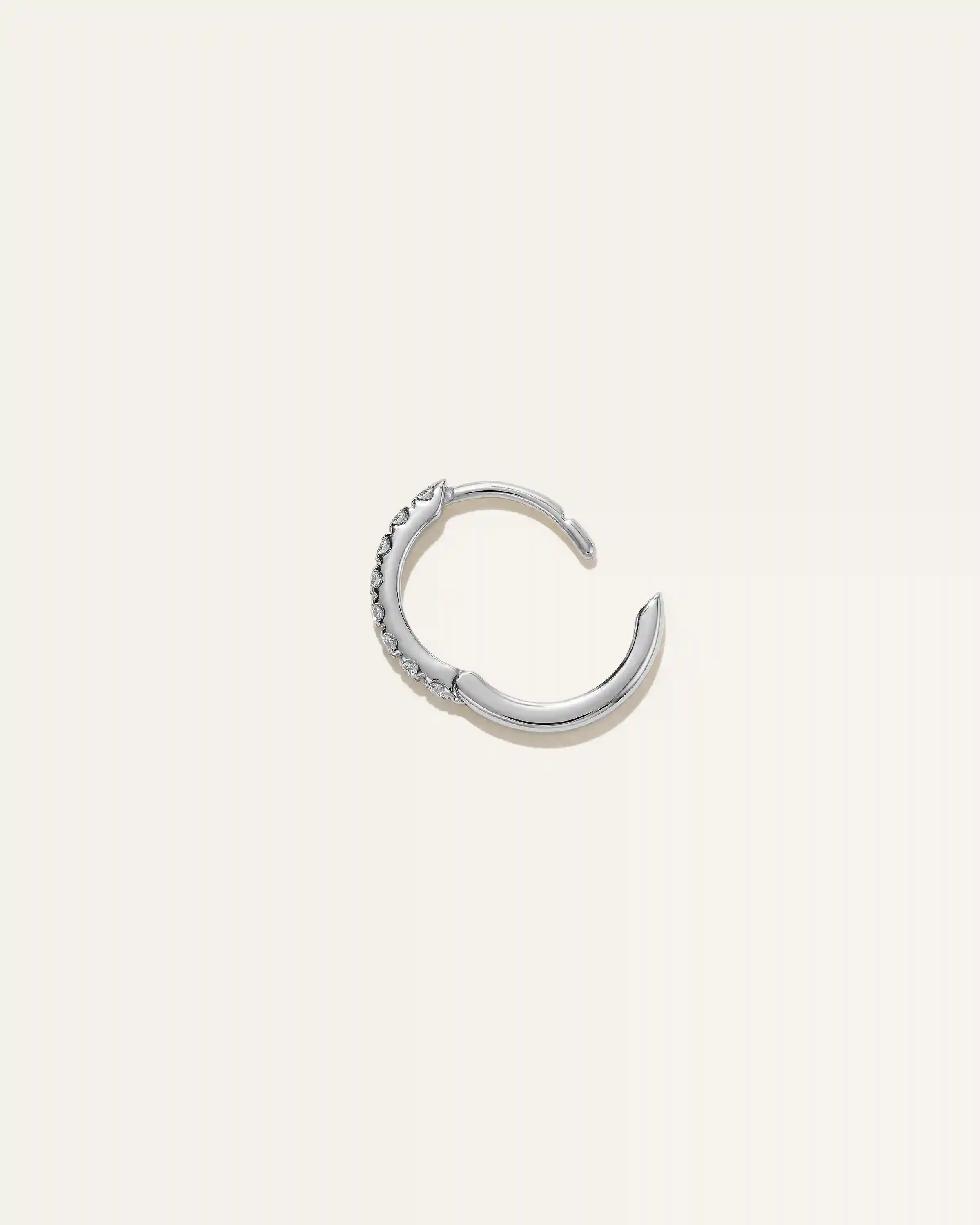 14K Gold Pave Diamond Second Piercing Tiny Huggie - Single