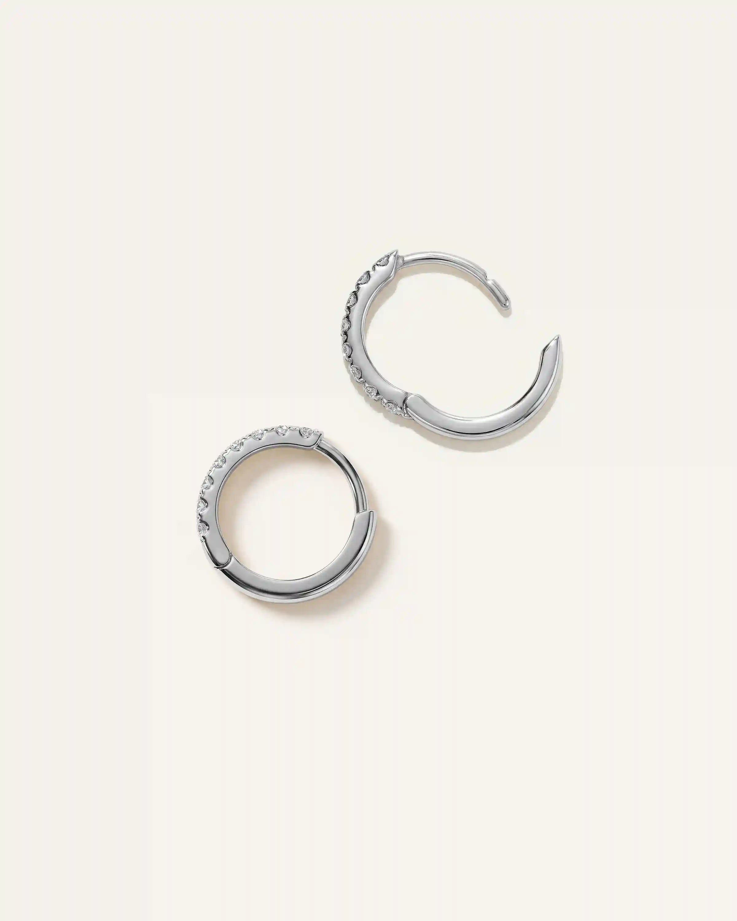 14K Gold Pave Diamond Second Piercing Tiny Huggie - Pair