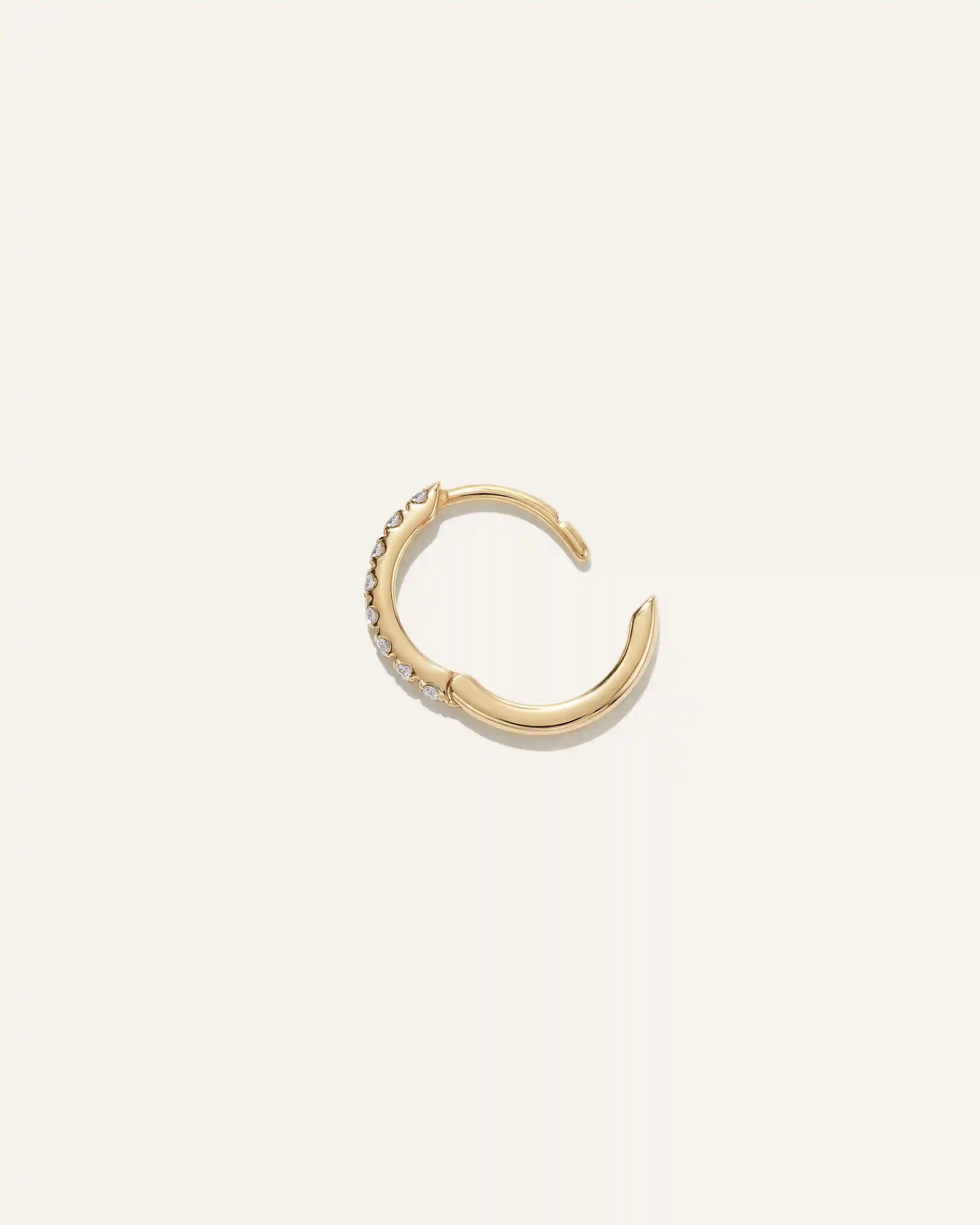 14K Gold Pave Diamond Second Piercing Tiny Huggie - Single