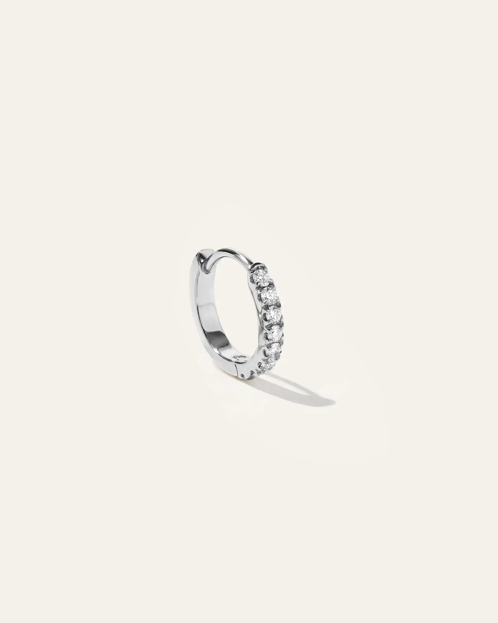 14K Gold Pave Diamond Second Piercing Tiny Huggie - Single