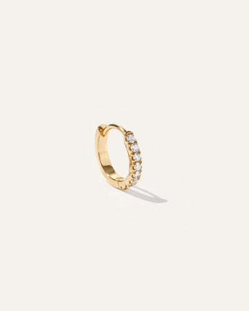 14K Gold Pave Diamond Second Piercing Tiny Huggie - Single