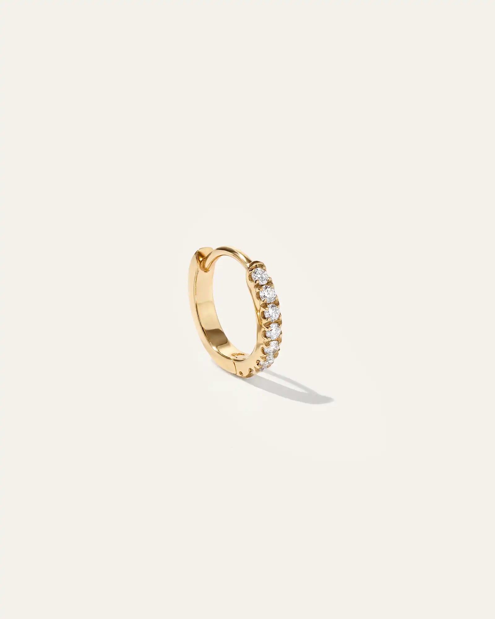 14K Gold Pave Diamond Second Piercing Tiny Huggie - Single