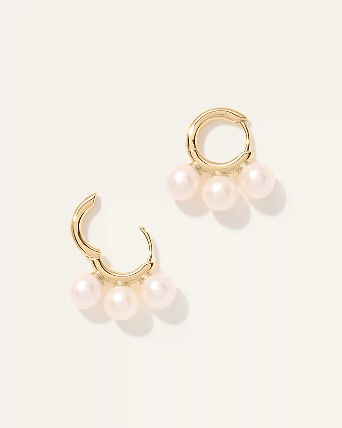 Triple Freshwater Pearl Hoops