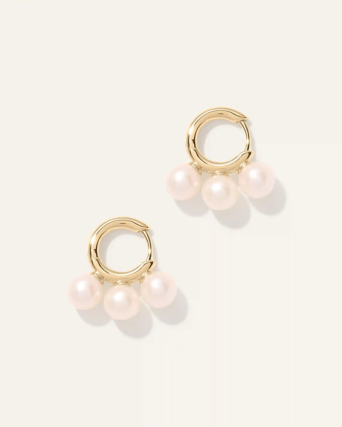 Triple Freshwater Pearl Hoops