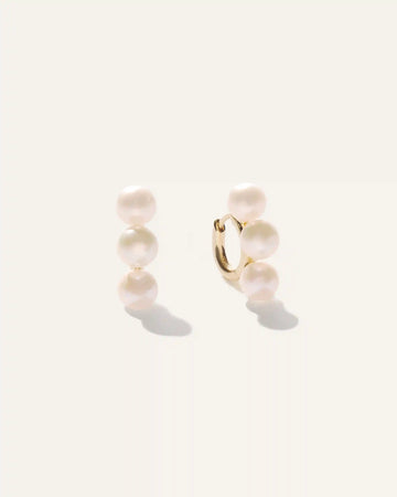 Triple Freshwater Pearl Hoops