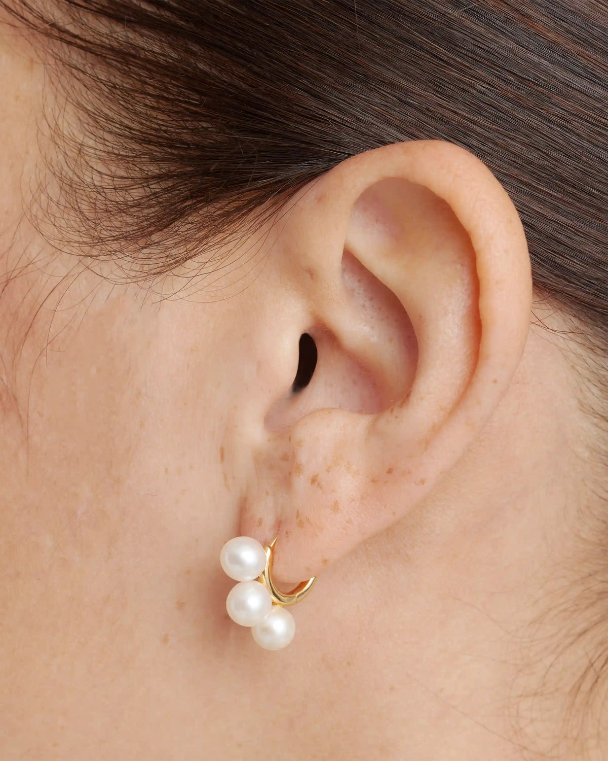 Triple Freshwater Pearl Hoops