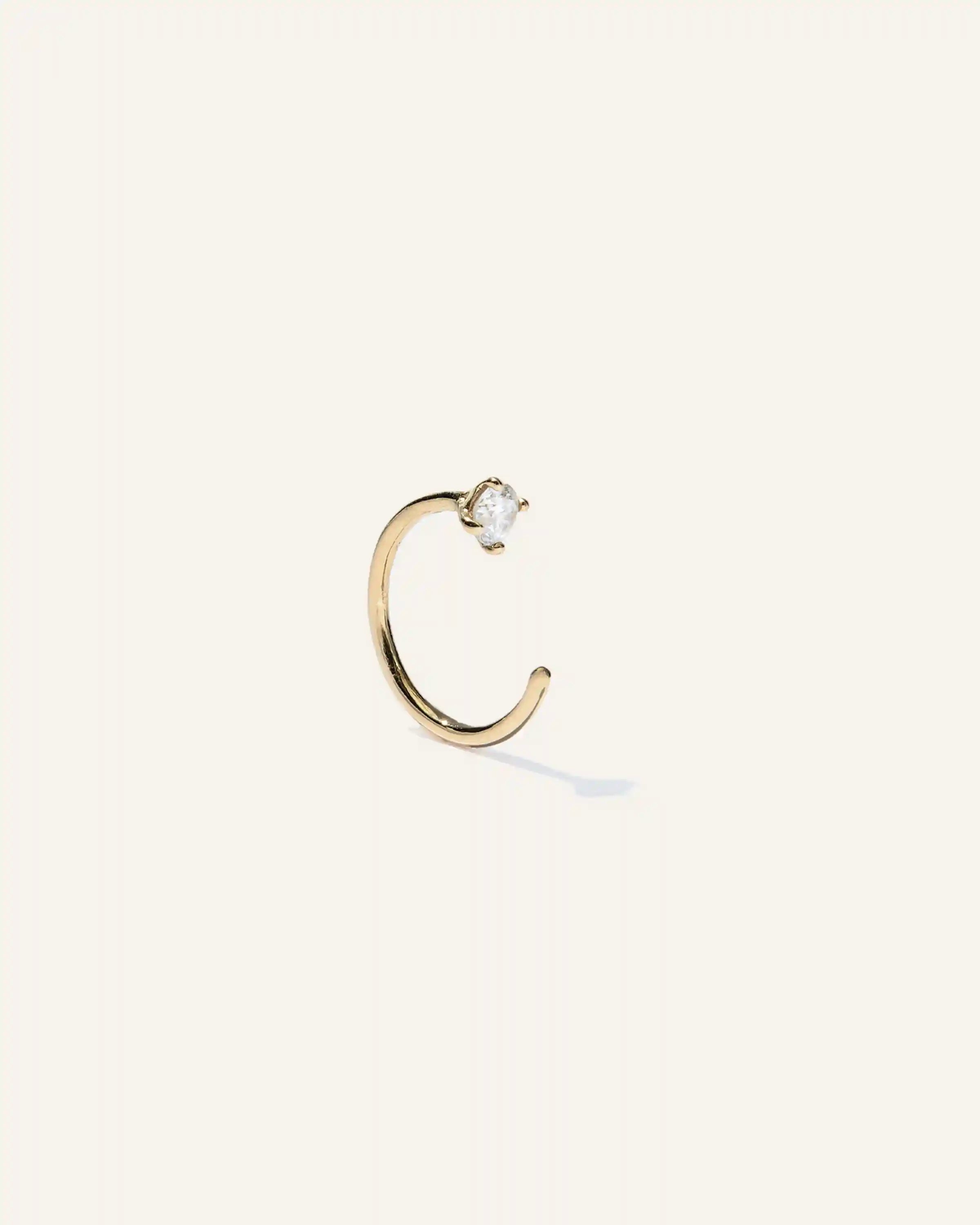 14K Gold Diamond Single Open Reverse Huggie