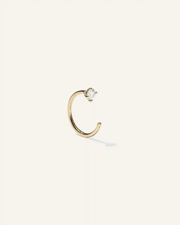 14K Gold Diamond Single Open Reverse Huggie