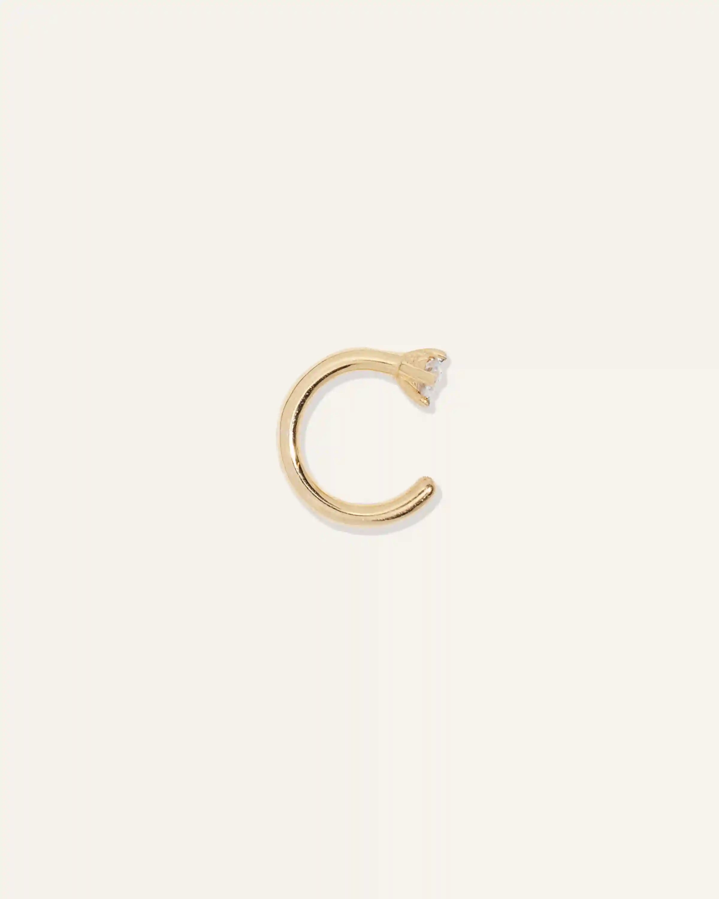 14K Gold Diamond Single Open Reverse Huggie