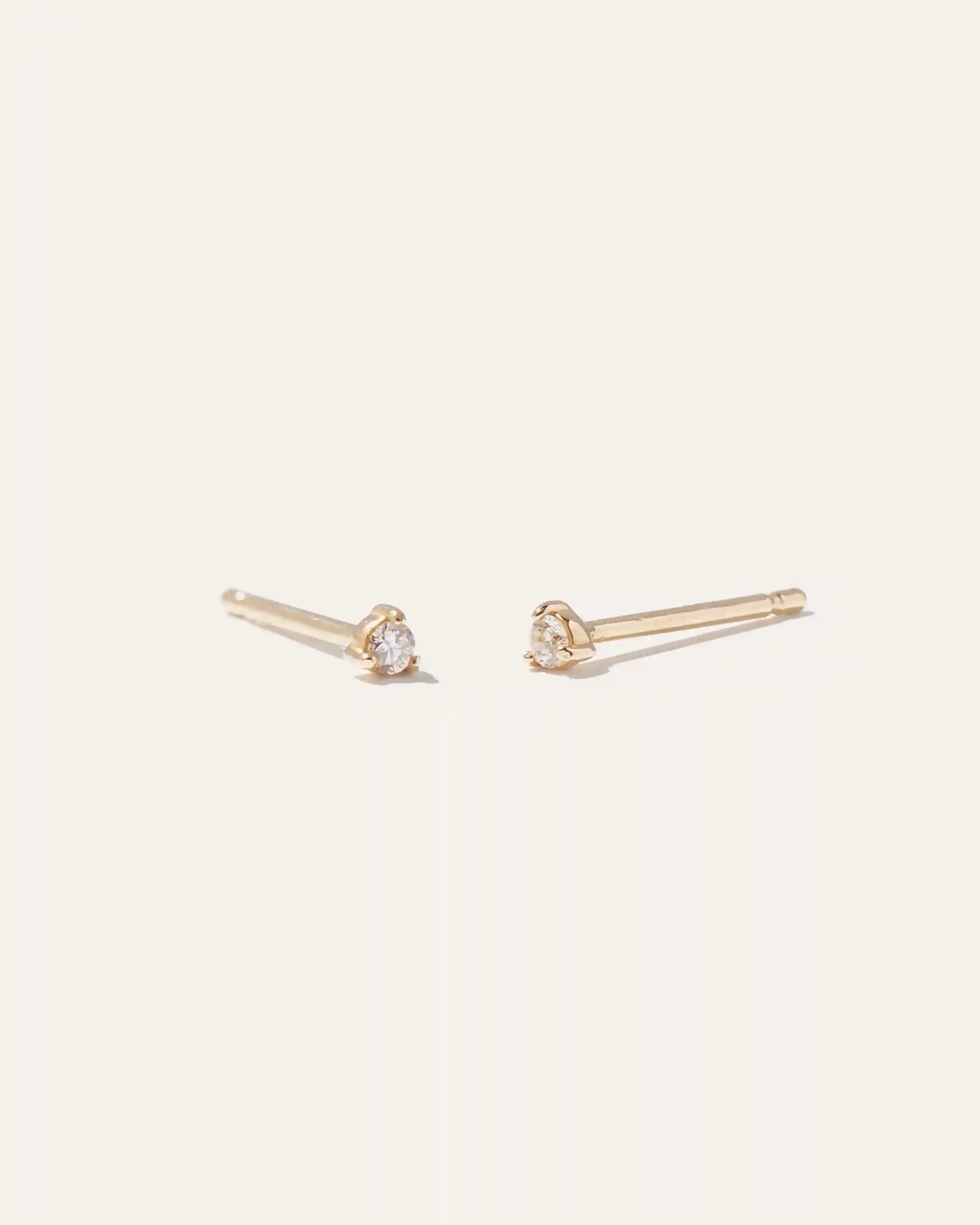 14K Gold Diamond Tiny Studs