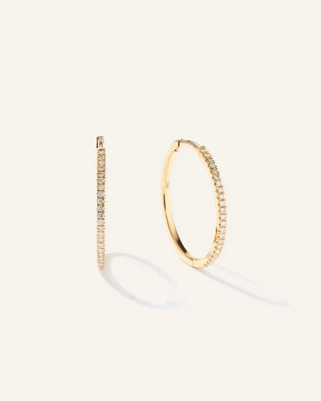 14K Gold Diamond Pave Hoops