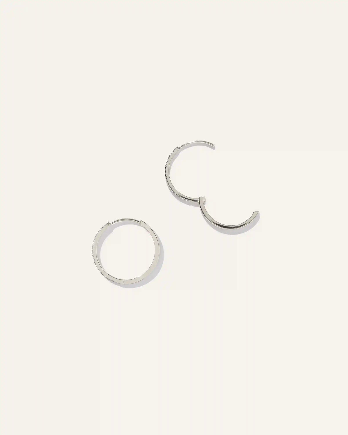 14K Gold Diamond Pave Hoops