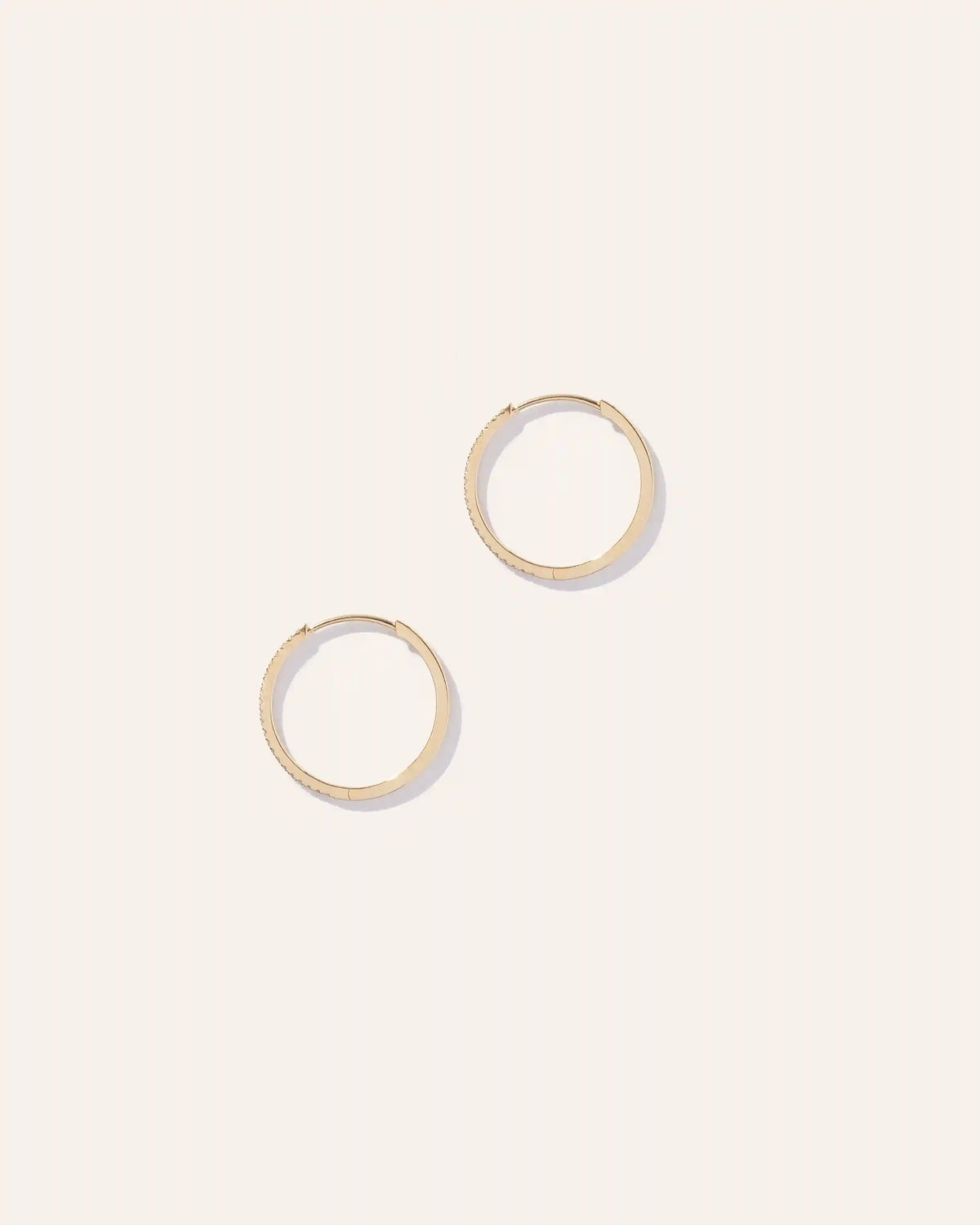14K Gold Diamond Pave Hoops