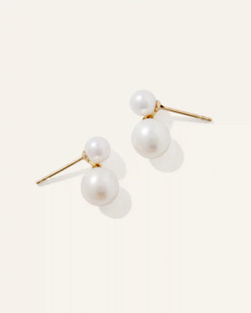 14K Gold Pearl Drop Earrings