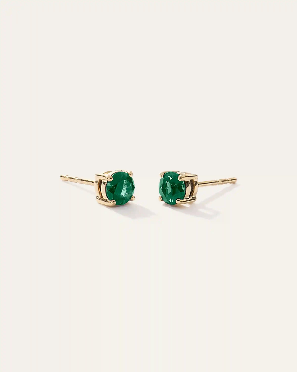 14K Gold Gemstone Solitaire Studs