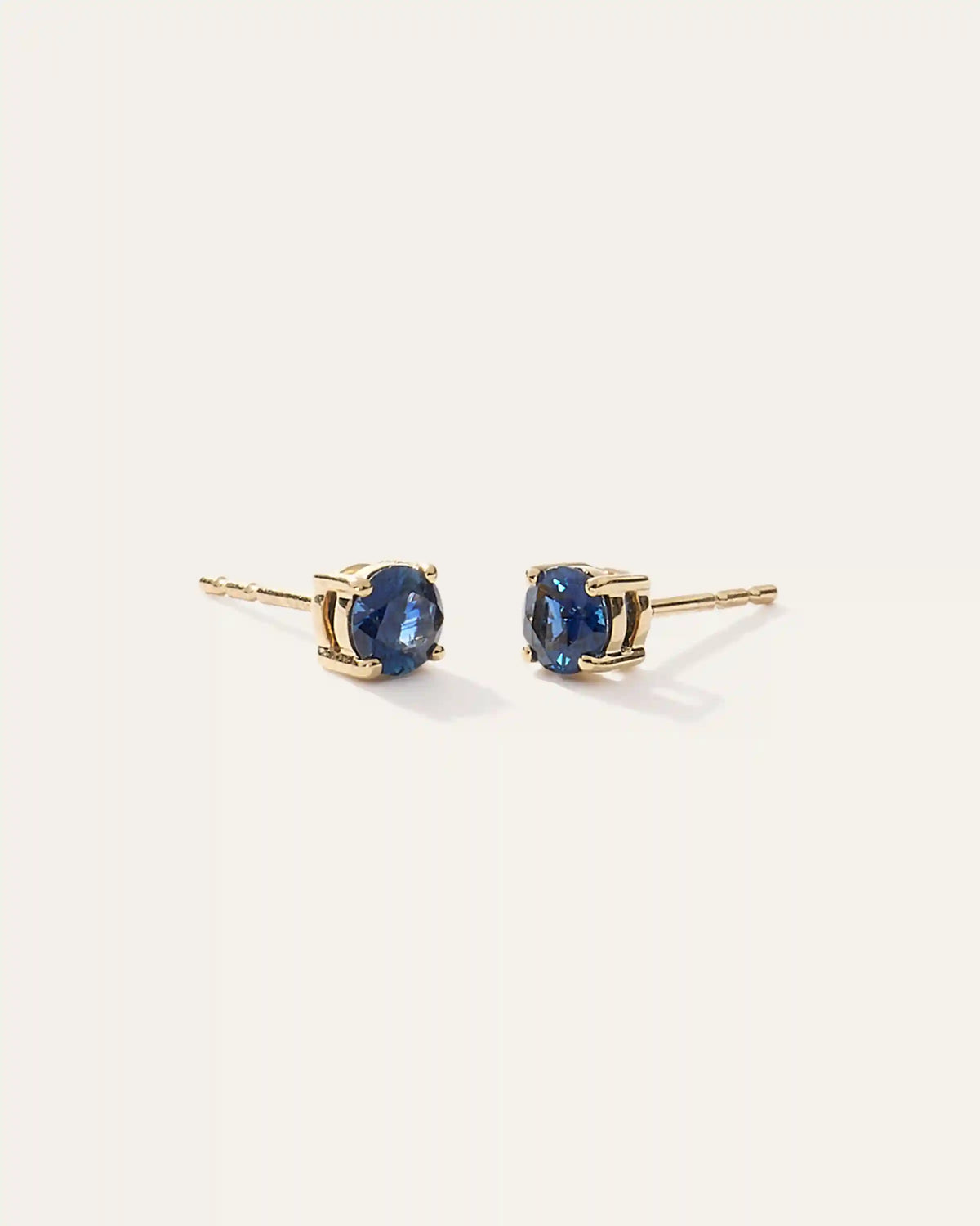 14K Gold Gemstone Solitaire Studs