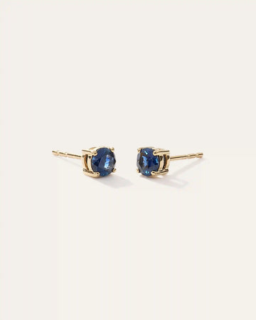 14K Gold Gemstone Solitaire Studs