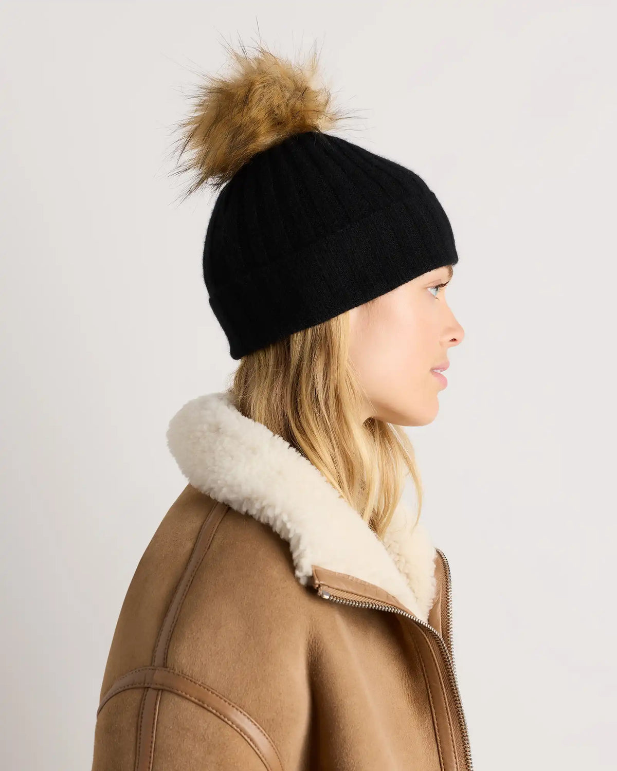 Mongolian Cashmere Pom Pom Beanie