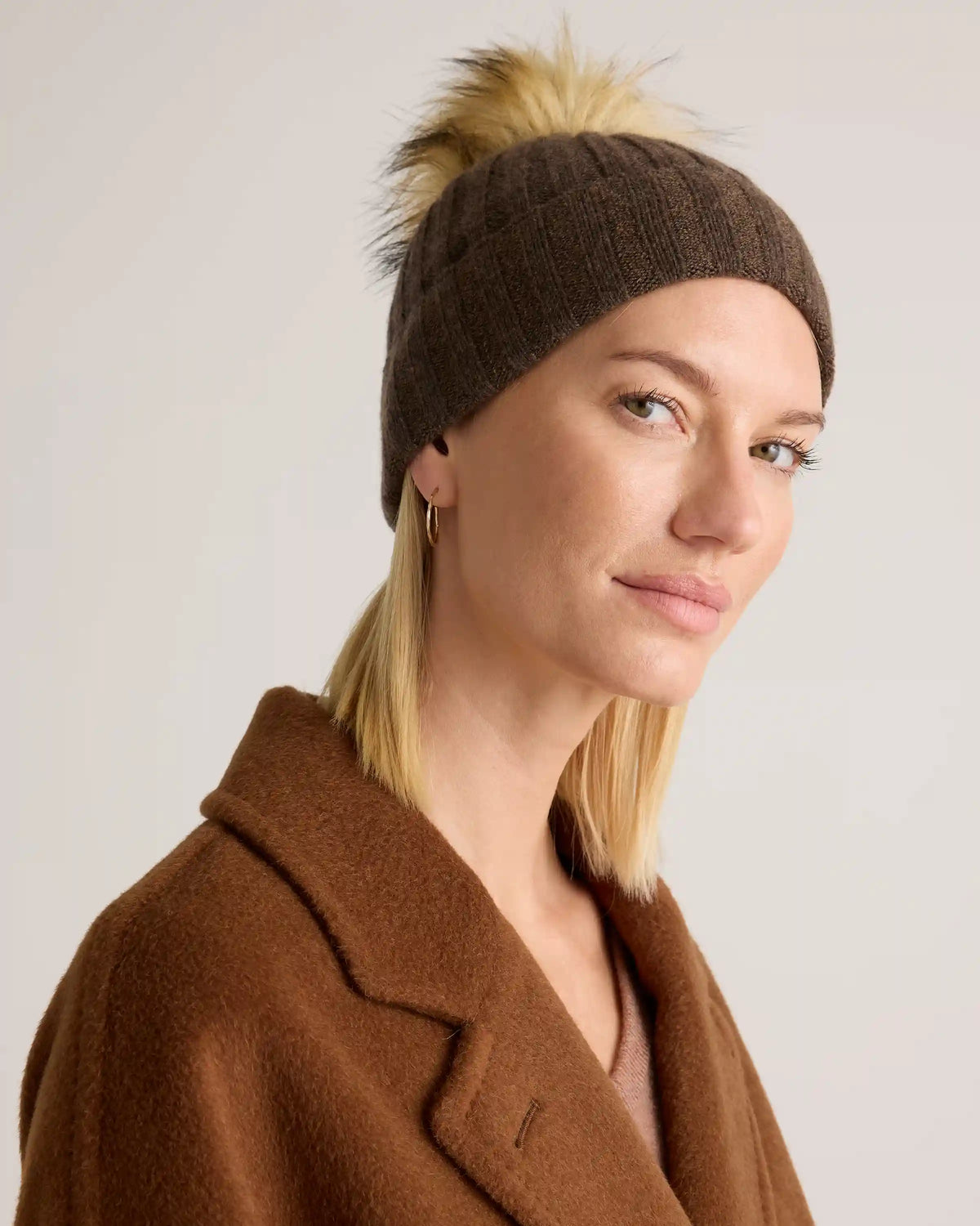 Mongolian Cashmere Pom Pom Beanie
