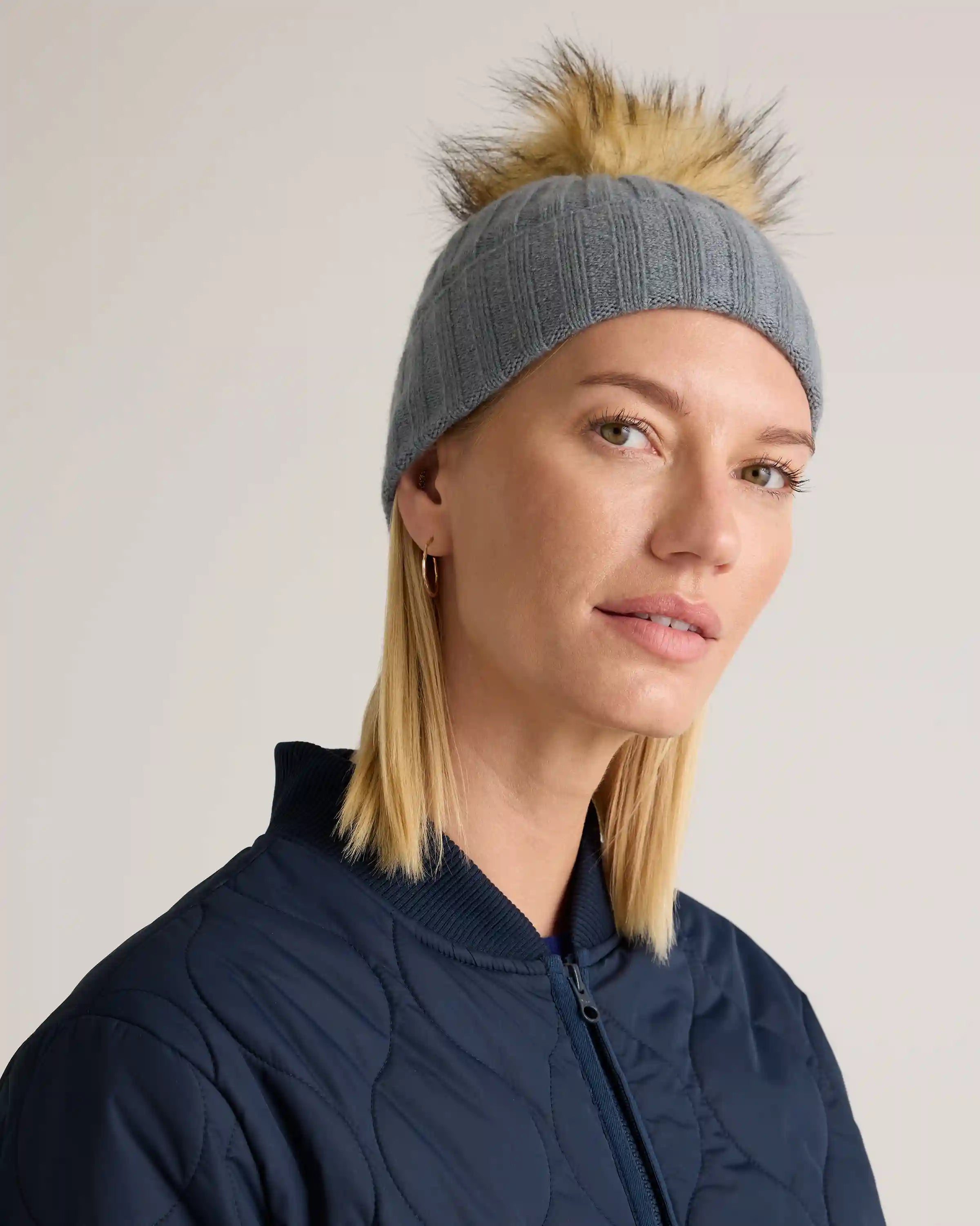 Mongolian Cashmere Pom Pom Beanie