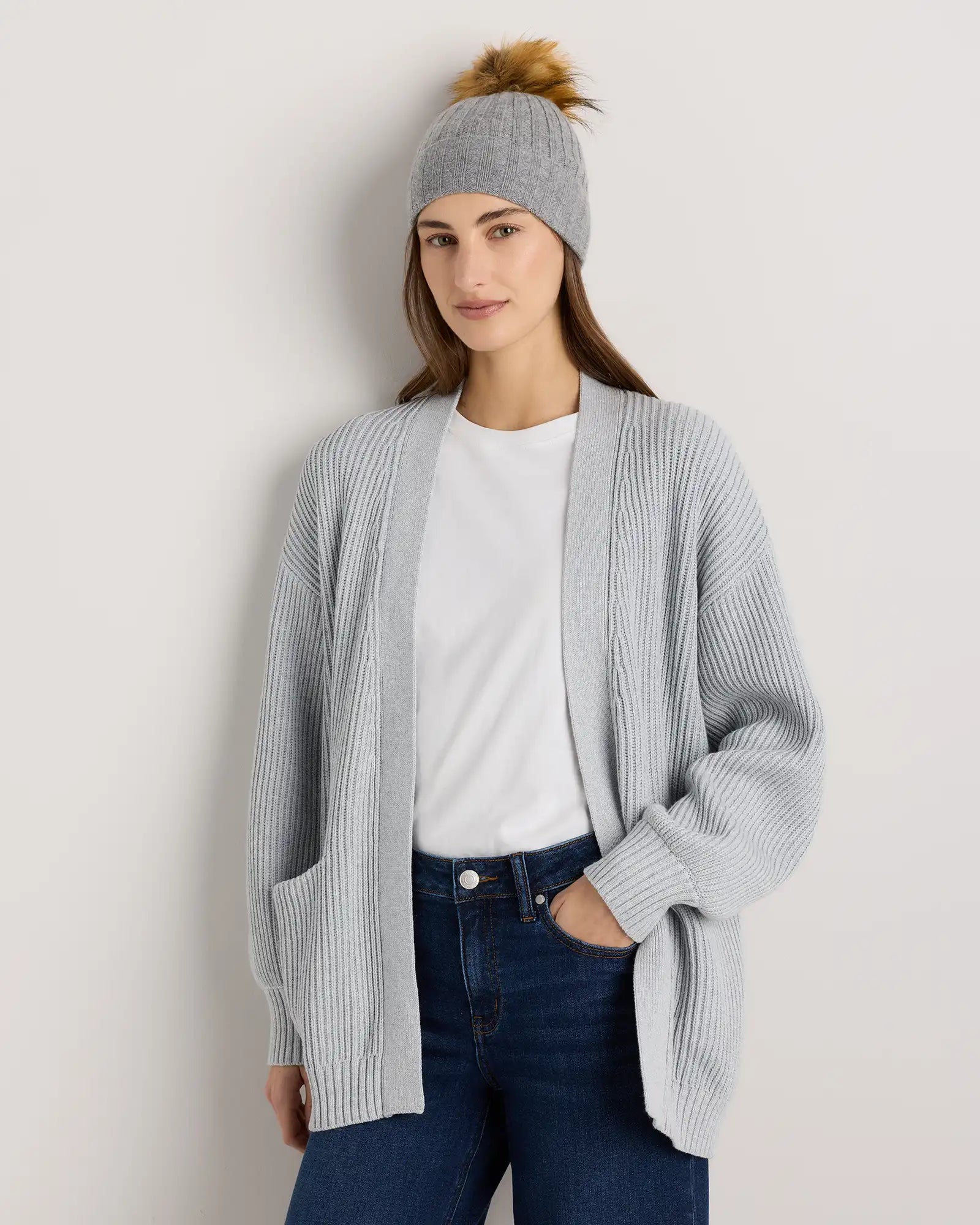 Mongolian Cashmere Pom Pom Beanie