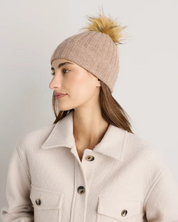 Mongolian Cashmere Pom Pom Beanie