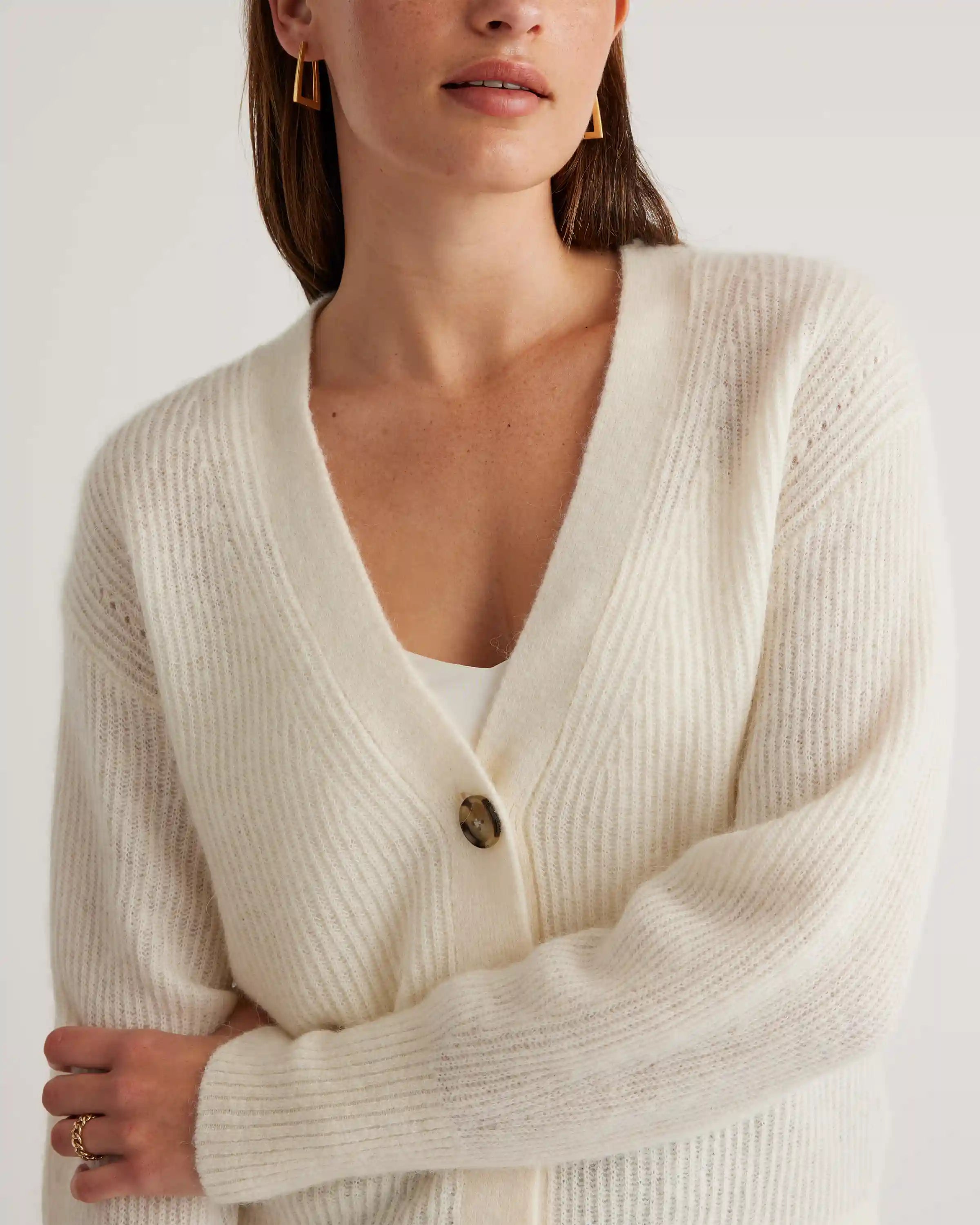 Baby Alpaca-Wool Cropped Cardigan