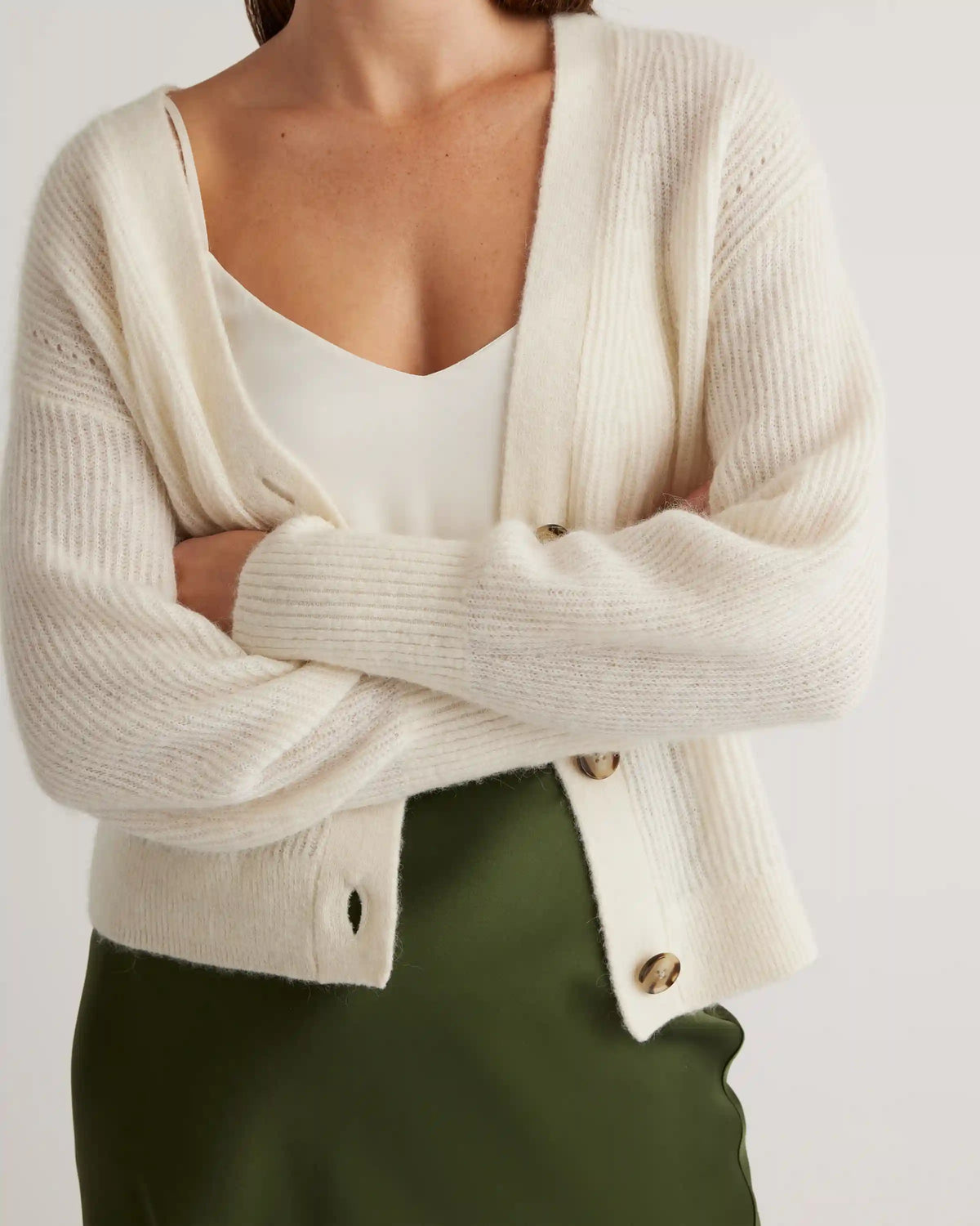 Baby Alpaca-Wool Cropped Cardigan