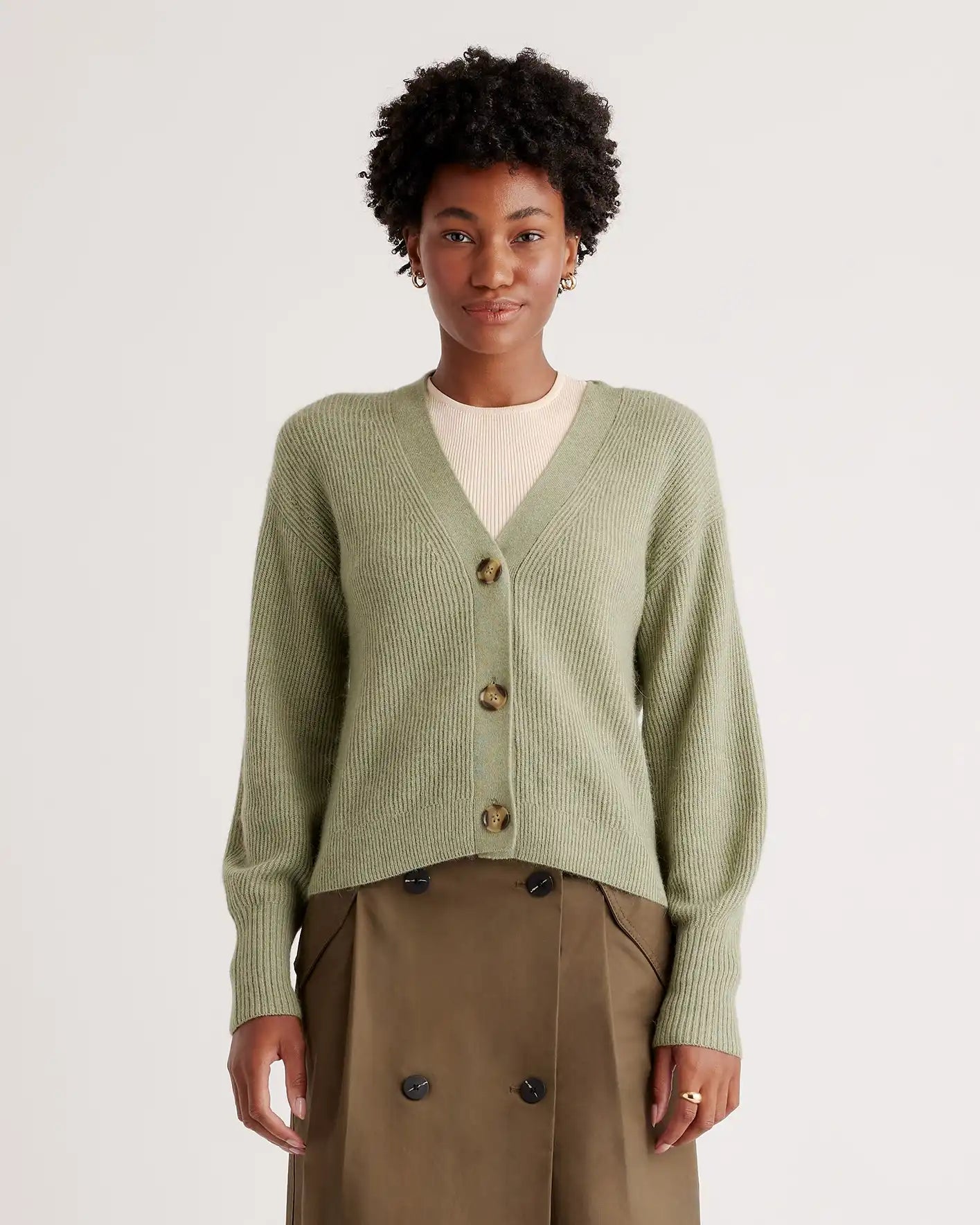 Baby Alpaca-Wool Cropped Cardigan