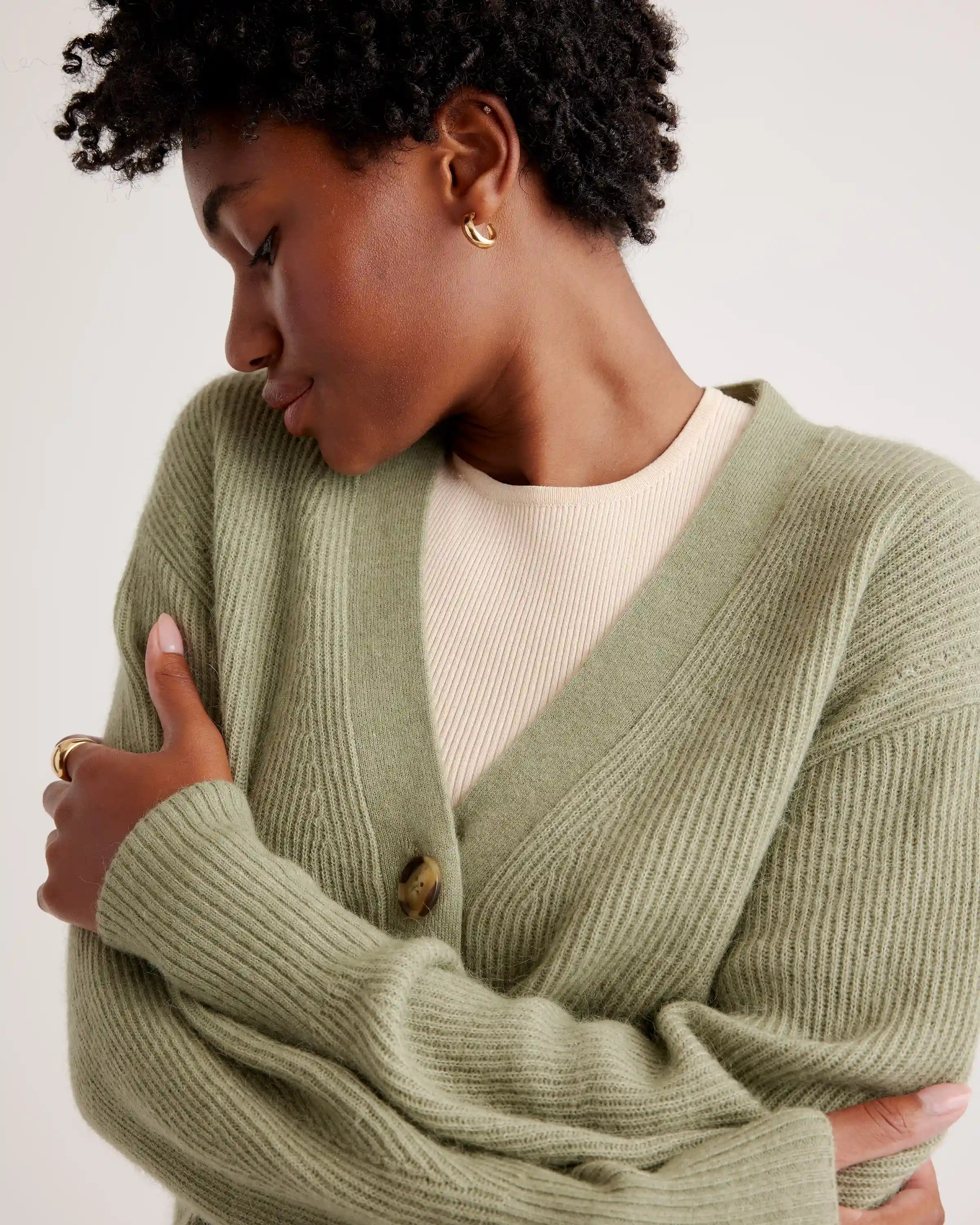 Baby Alpaca-Wool Cropped Cardigan