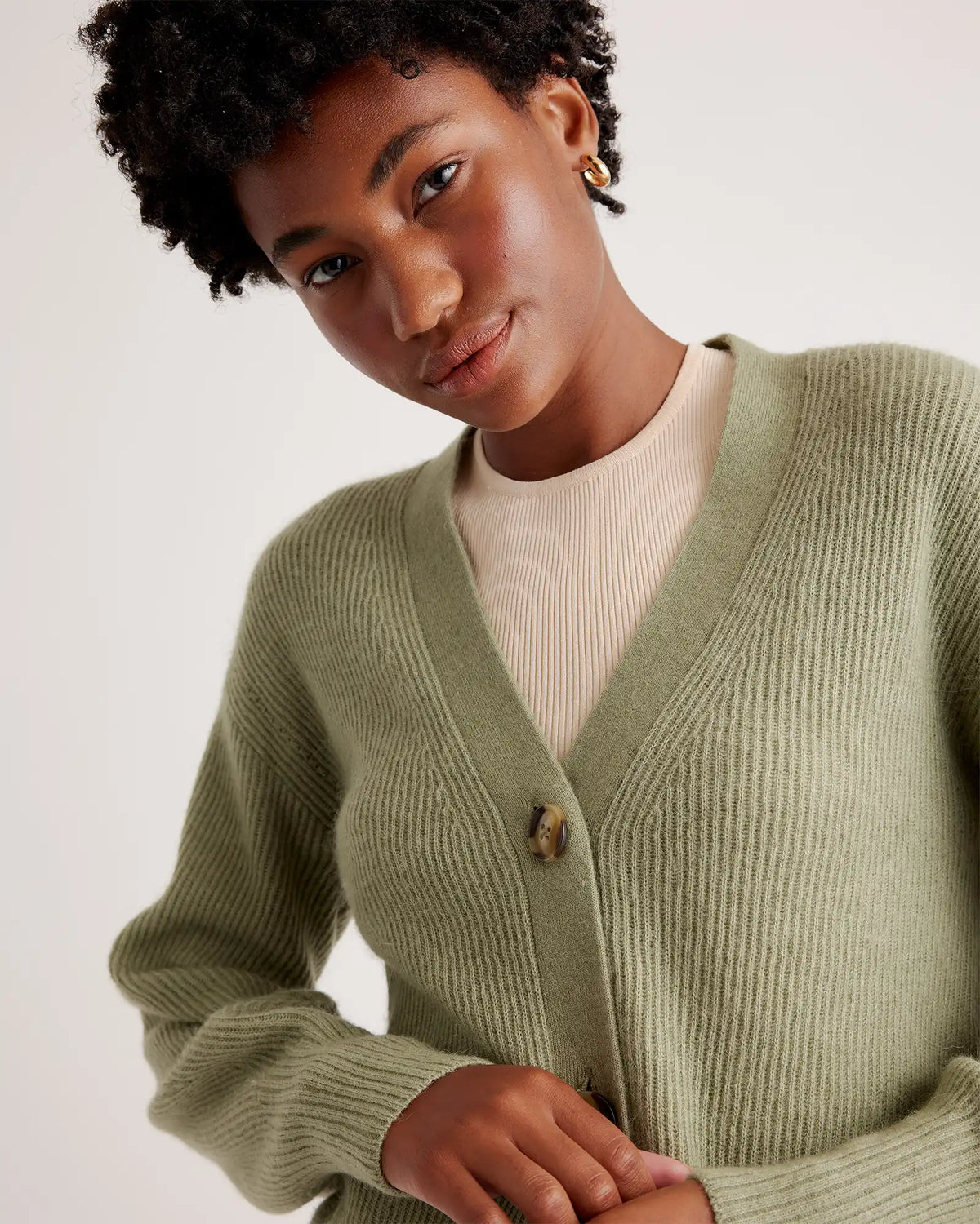 Baby Alpaca-Wool Cropped Cardigan