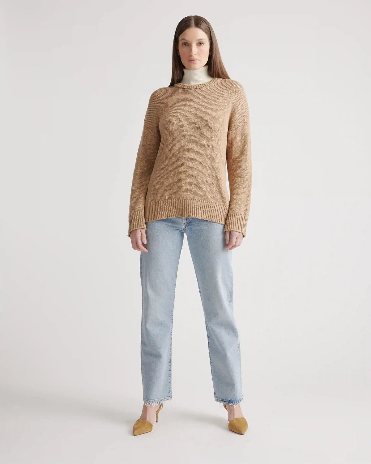 Cotton Linen Oversized Crew Sweater