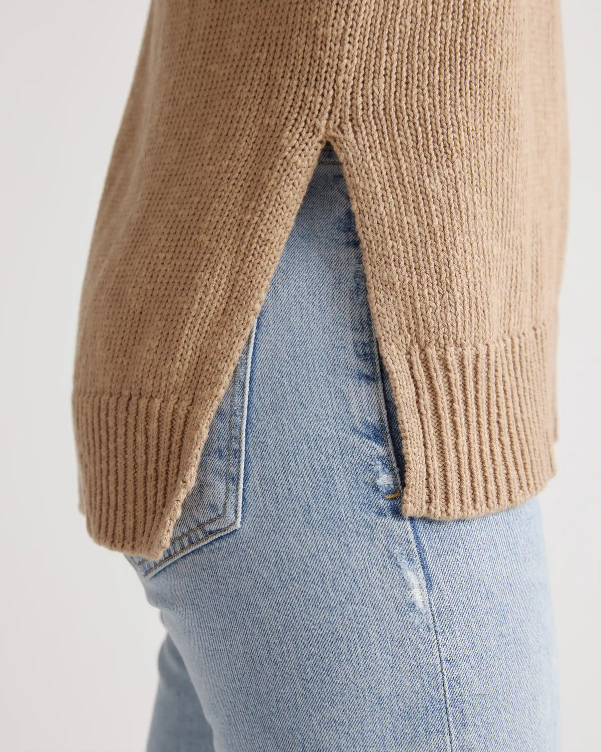 Cotton Linen Oversized Crew Sweater