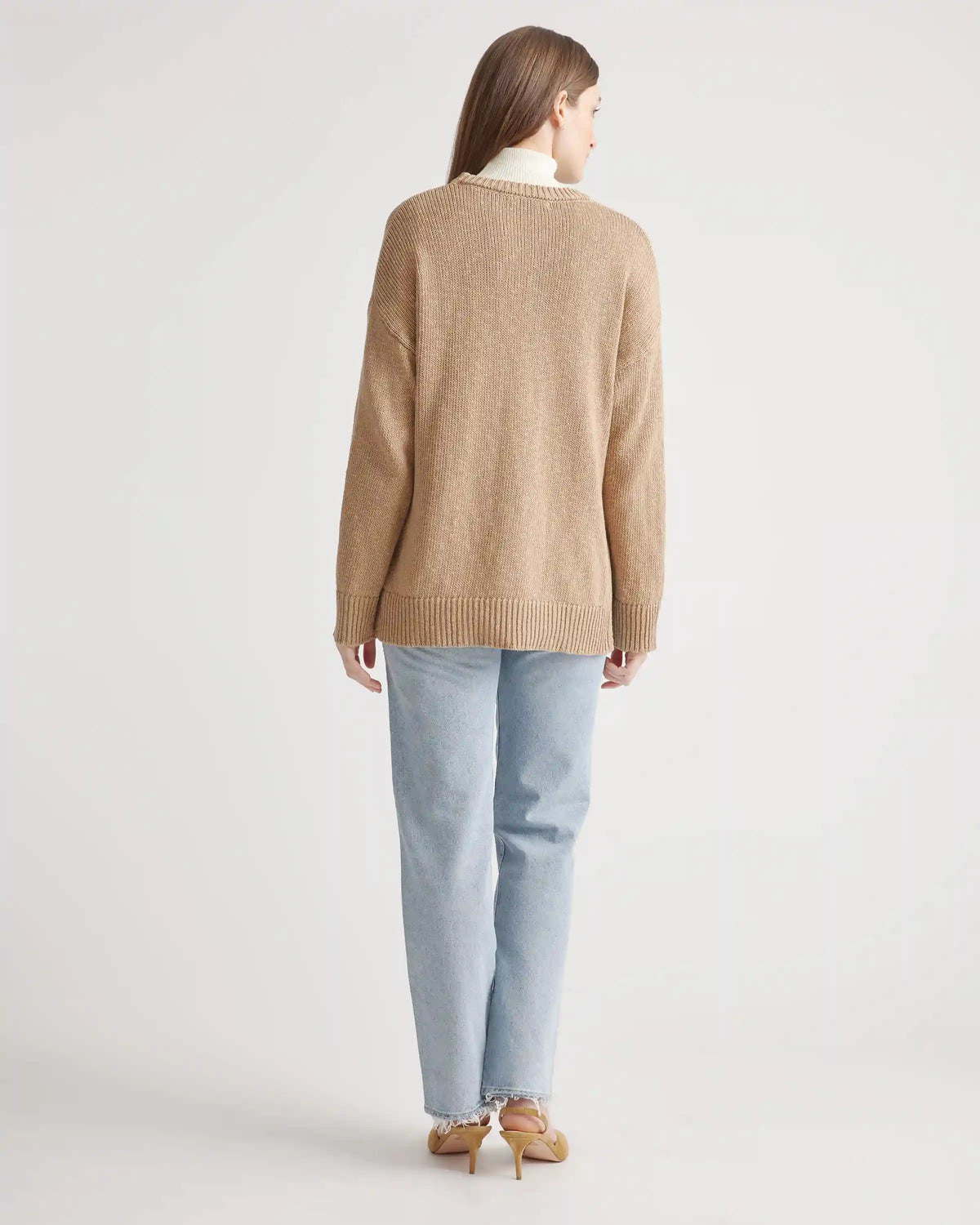 Cotton Linen Oversized Crew Sweater