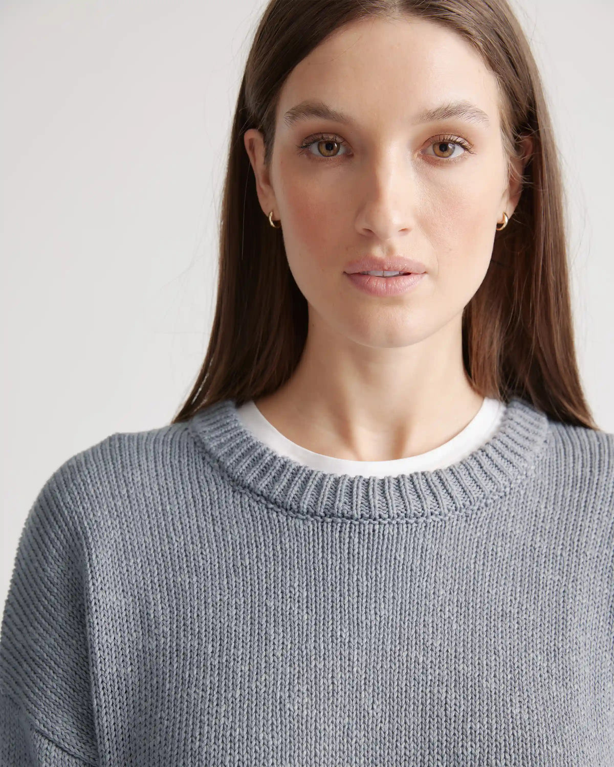 Cotton Linen Oversized Crew Sweater