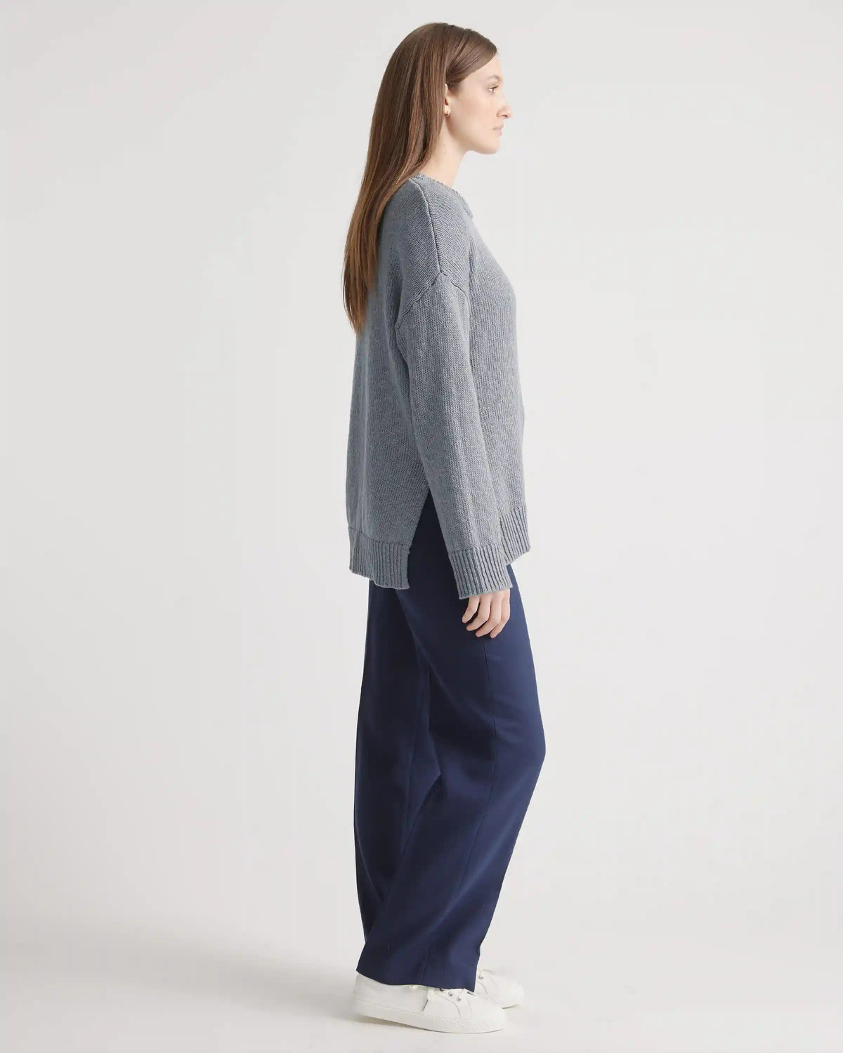 Cotton Linen Oversized Crew Sweater