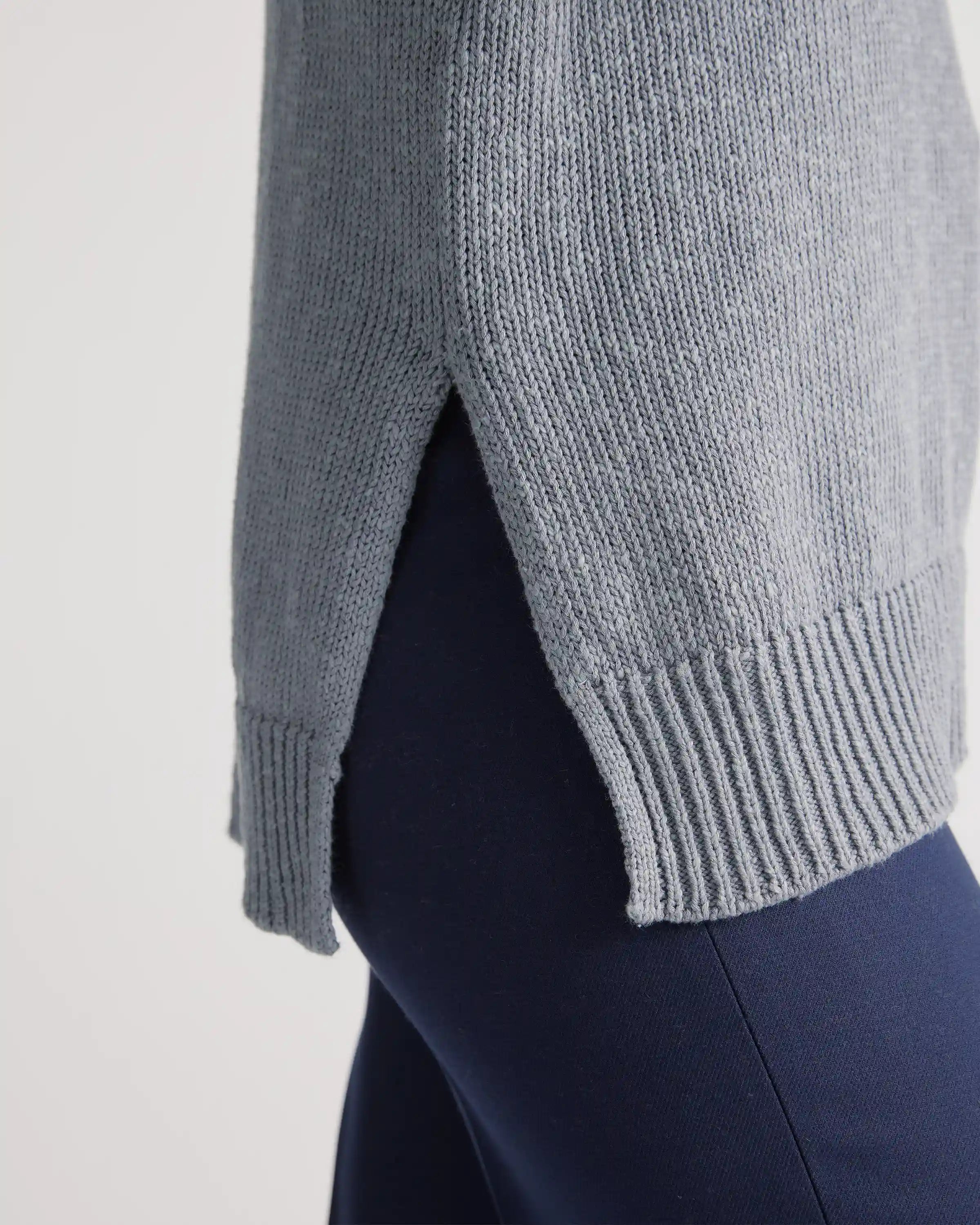 Cotton Linen Oversized Crew Sweater