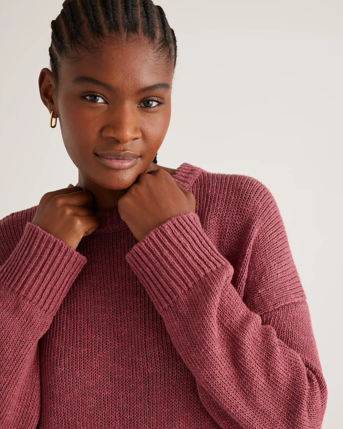 Cotton Linen Oversized Crew Sweater