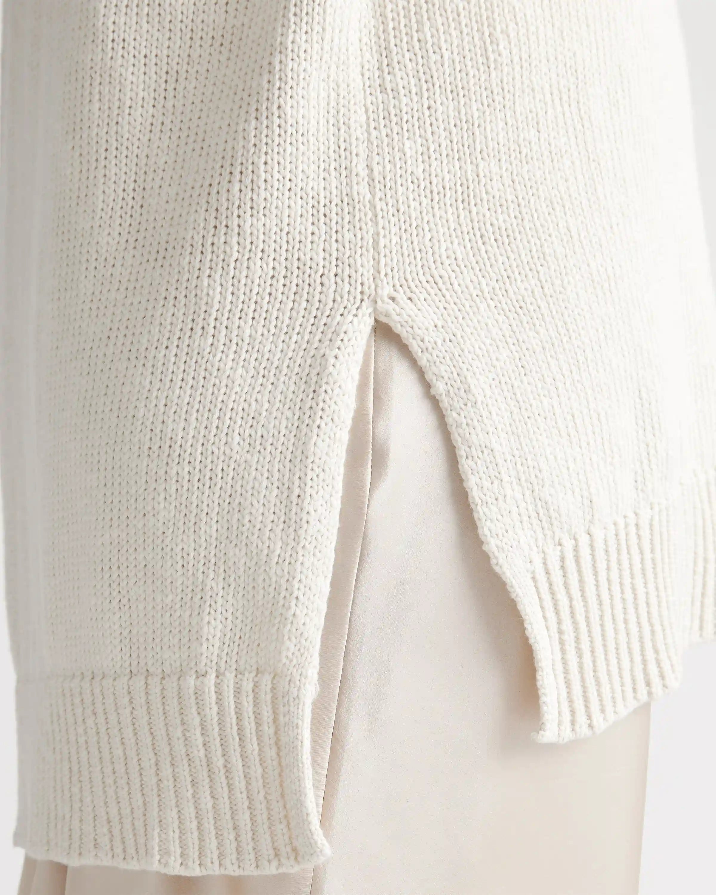 Cotton Linen Oversized Crew Sweater