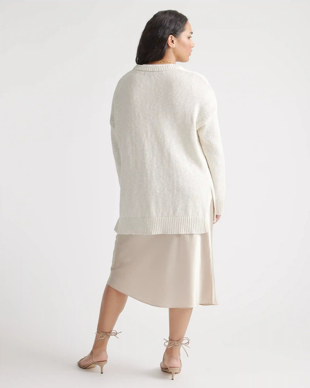 Cotton Linen Oversized Crew Sweater