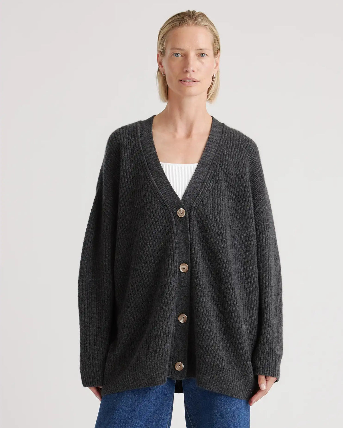 Mongolian Spring Cashmere Oversized Boyfriend Cardigan Sweater