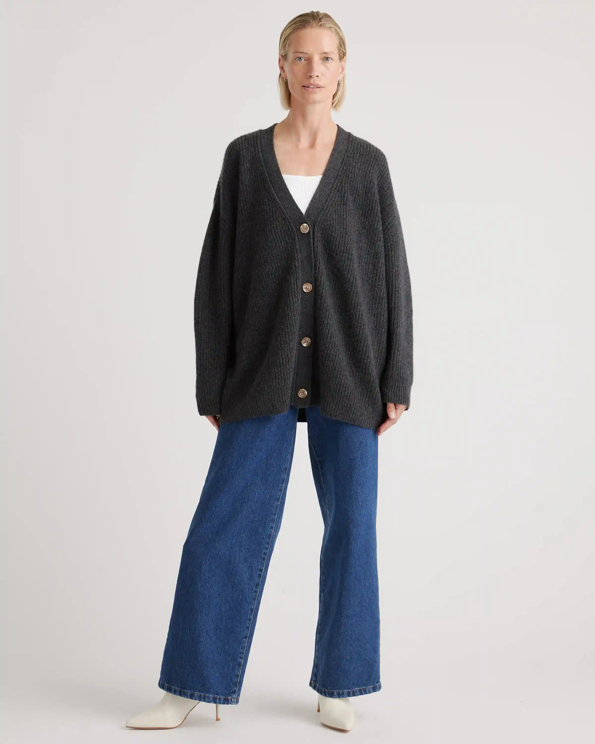 Mongolian Spring Cashmere Oversized Boyfriend Cardigan Sweater