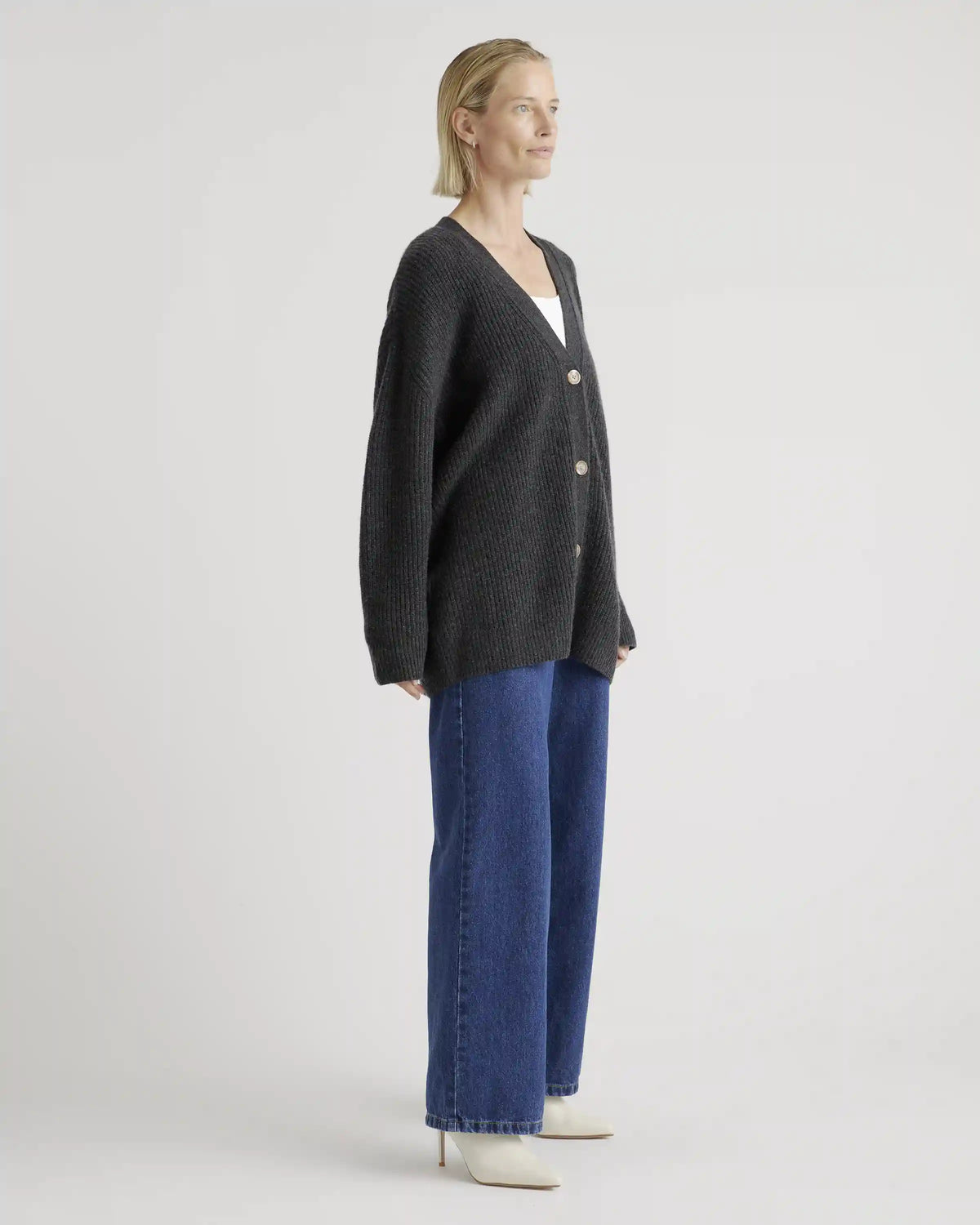 Mongolian Spring Cashmere Oversized Boyfriend Cardigan Sweater