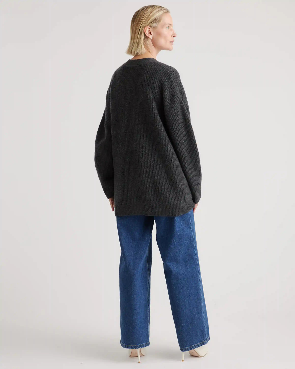 Mongolian Spring Cashmere Oversized Boyfriend Cardigan Sweater