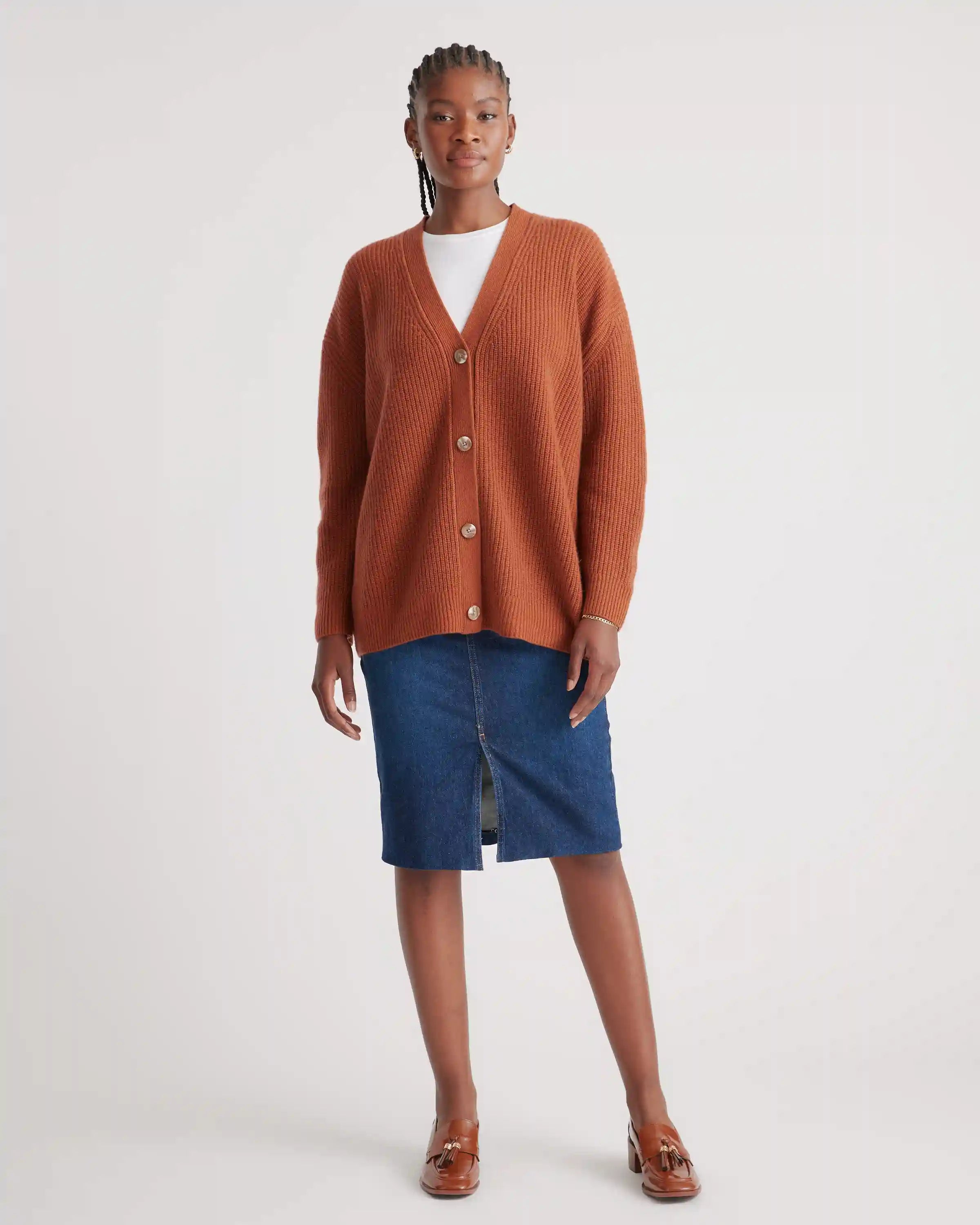 Mongolian Spring Cashmere Oversized Boyfriend Cardigan Sweater