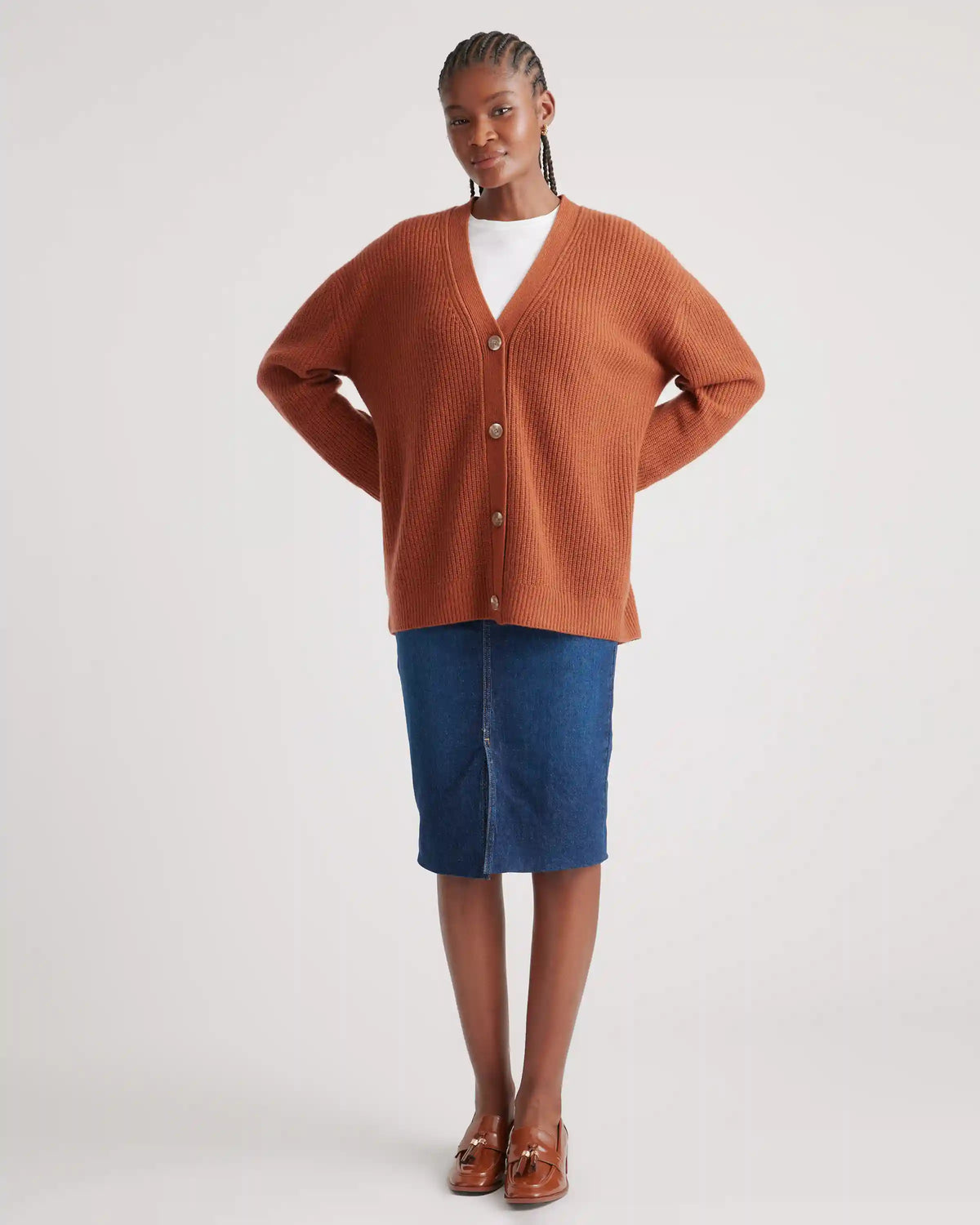 Mongolian Cashmere Oversized Boyfriend Cardigan Sweater